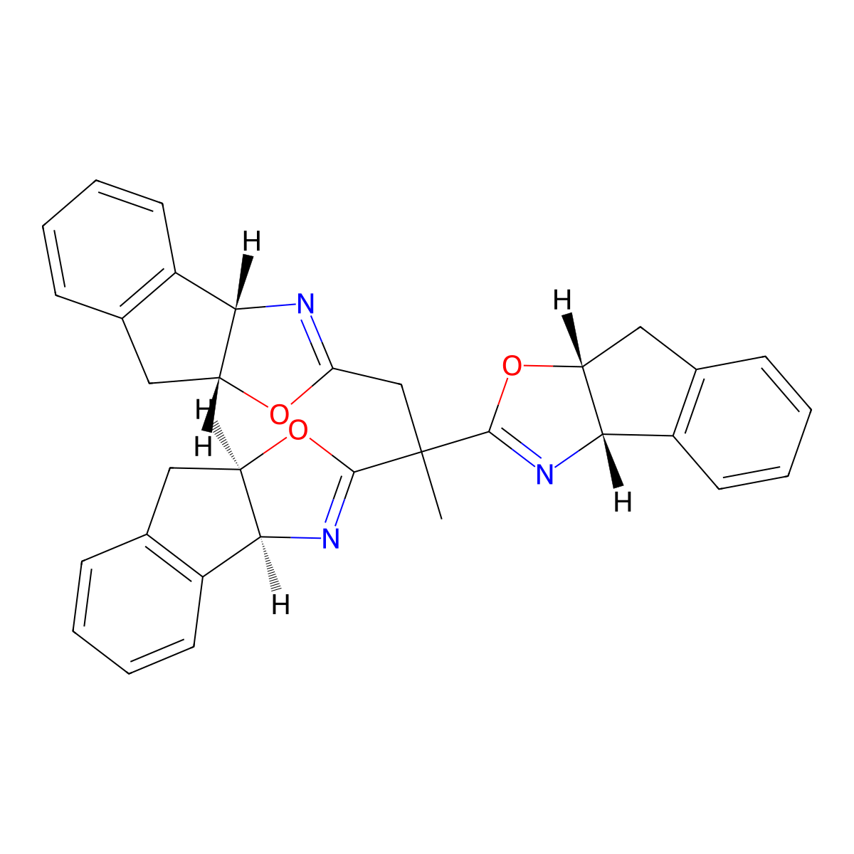 (3aS,3a'S,3a"S,8aR,8a'R,8a"R)-2,2',2"-(Propane-1,2,2-triyl)tris(8,8a-dihydro-3aH-indeno[1,2-d]oxazole) molecular structure, CAS 1239015-11-2
