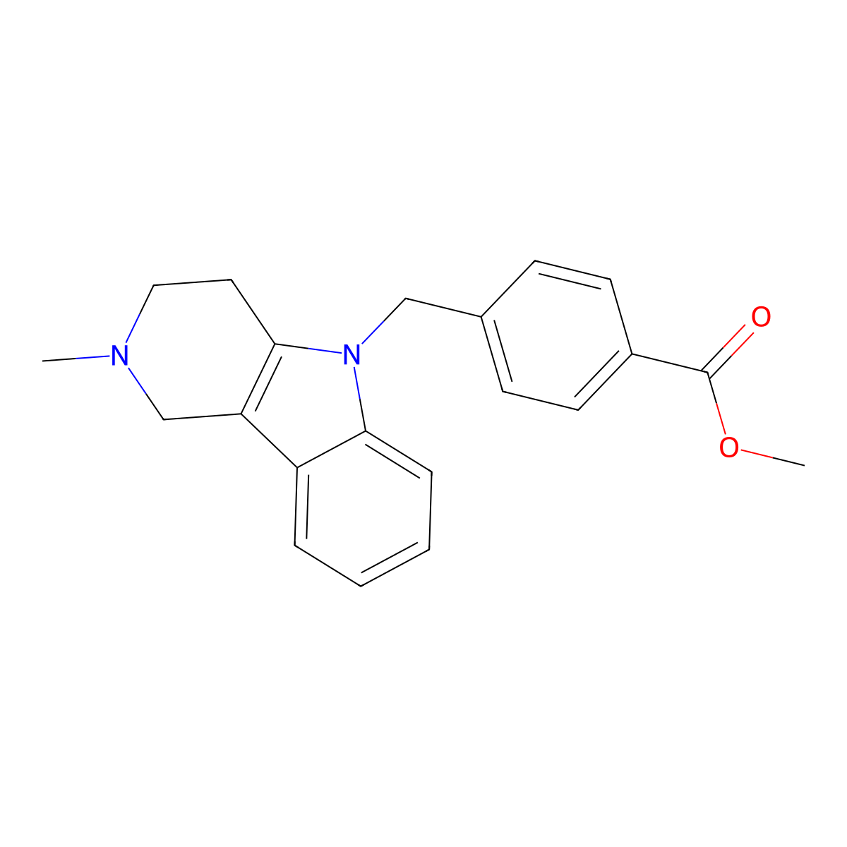 Methyl 4-((2-methyl-3,4-dihydro-1H-pyrido[4,3-b]indol-5(2H)-yl)methyl)benzoate molecular structure, CAS 1239034-70-8