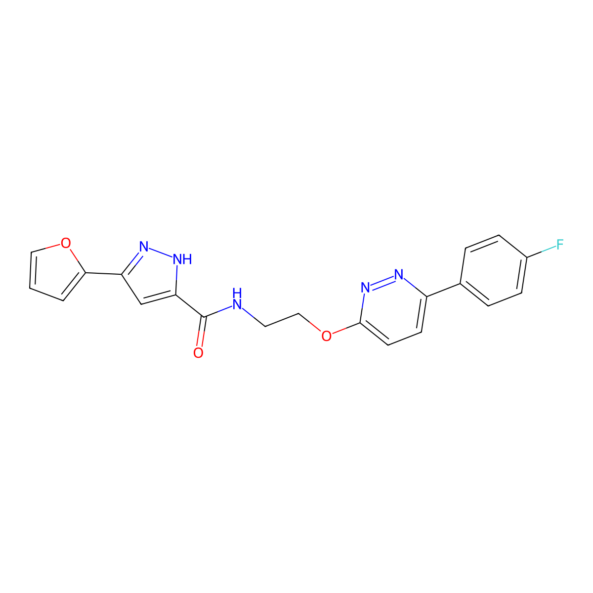 N-(2-((6-(4-fluorophenyl)pyridazin-3-yl)oxy)ethyl)-3-(furan-2-yl)-1H-pyrazole-5-carboxamide molecular structure, CAS 1239047-66-5