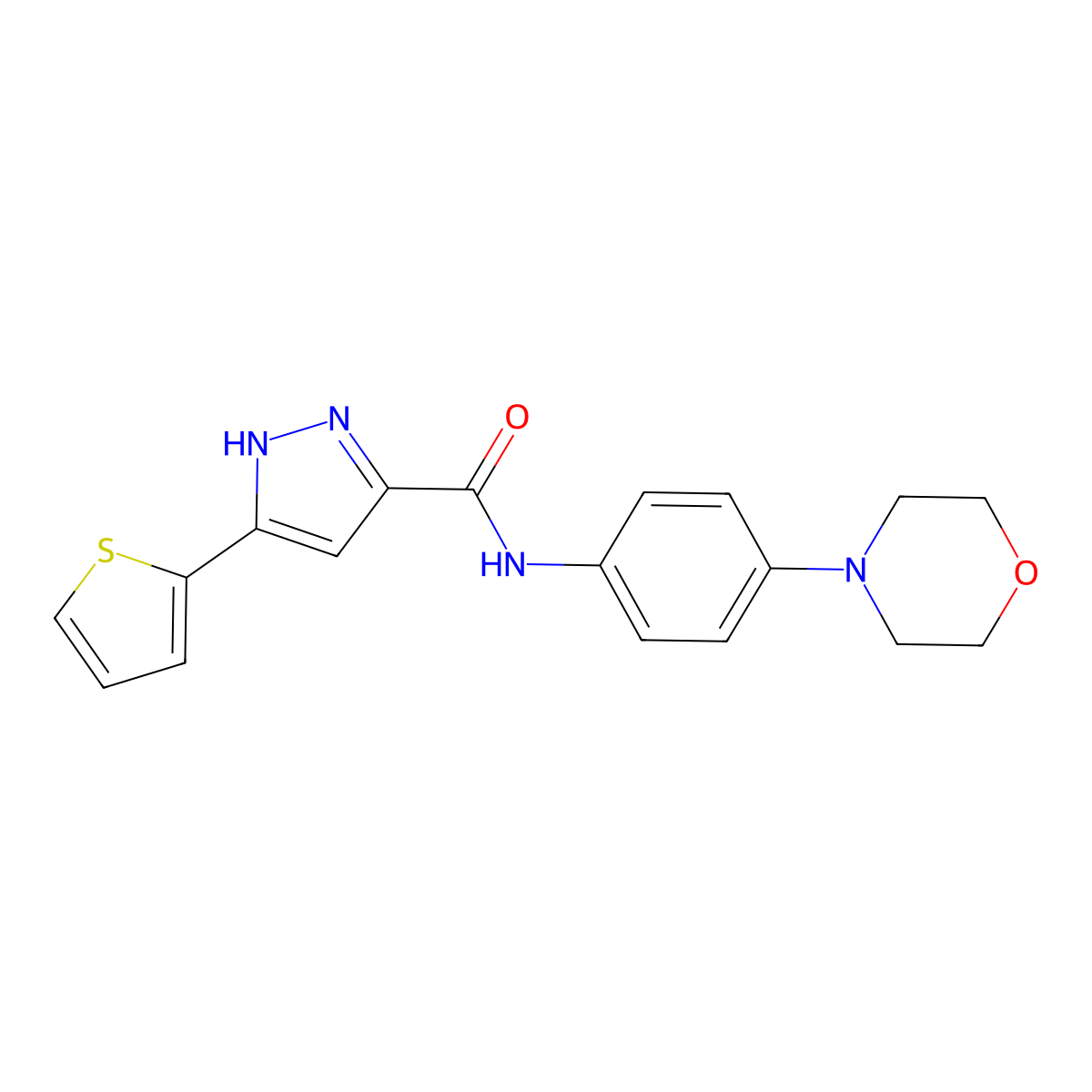 N-(4-morpholinophenyl)-5-(thiophen-2-yl)-1H-pyrazole-3-carboxamide molecular structure, CAS 1239047-70-1
