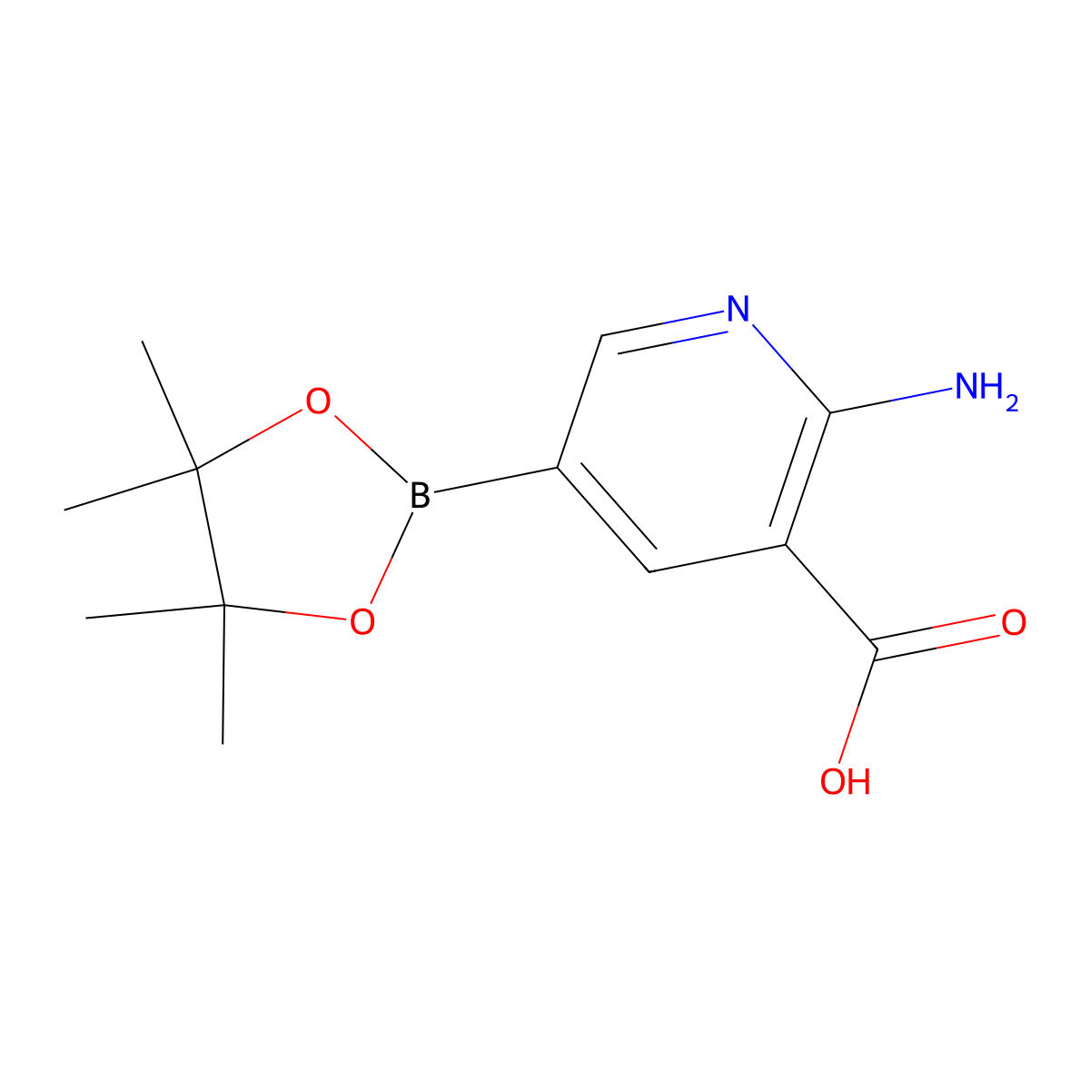 2-Amino-5-(4,4,5,5-tetramethyl-1,3,2-dioxaborolan-2-yl)nicotinic acid molecular structure, CAS 1239060-03-7