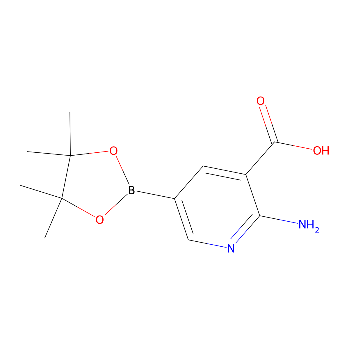 2-Amino-5-(4,4,5,5-tetramethyl-1,3,2-dioxaborolan-2-yl)nicotinic acid molecular structure, CAS 1239060-03-7