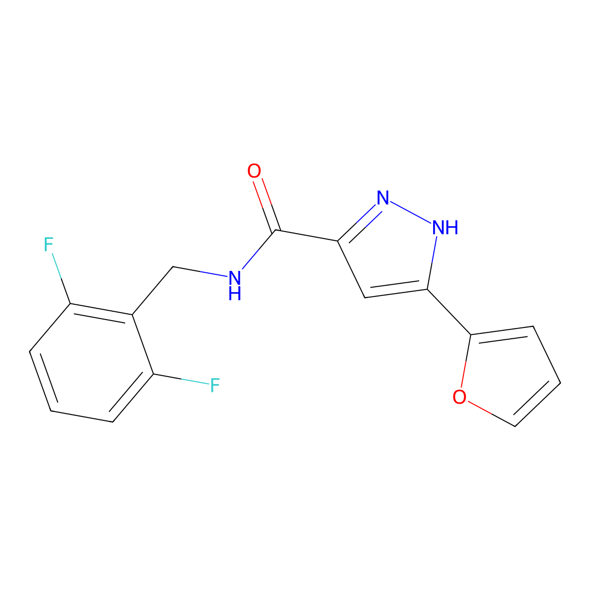 N-[(2,6-difluorophenyl)methyl]-5-(furan-2-yl)-1H-pyrazole-3-carboxamide molecular structure, CAS 1239069-65-8