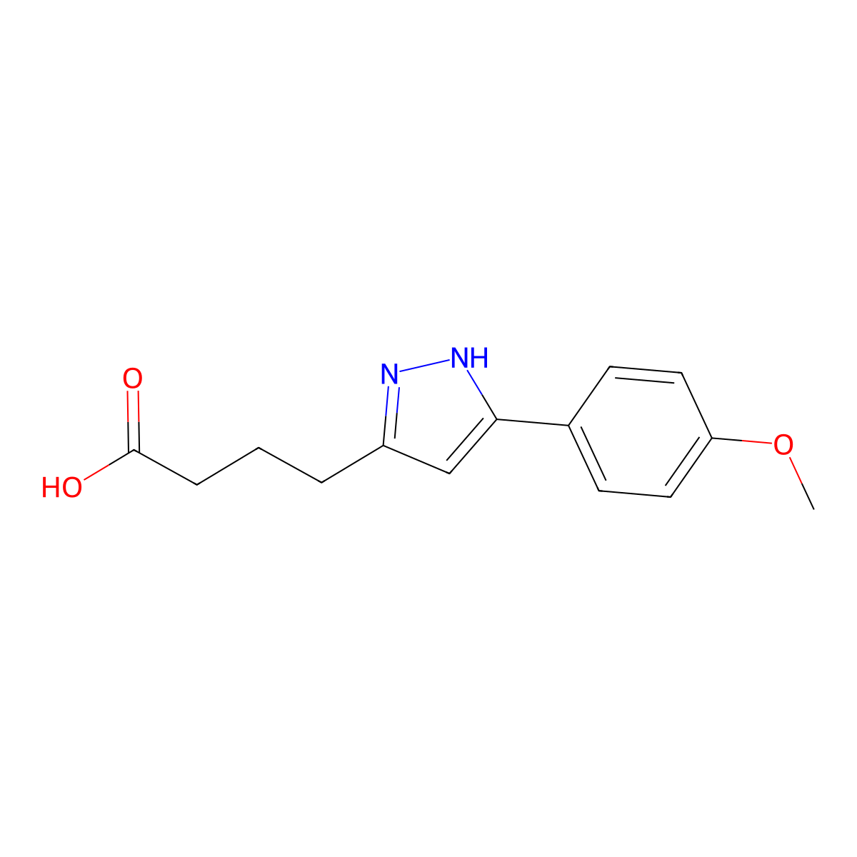 4-[5-(4-methoxyphenyl)-1H-pyrazol-3-yl]butanoic acid molecular structure, CAS 1239069-86-3