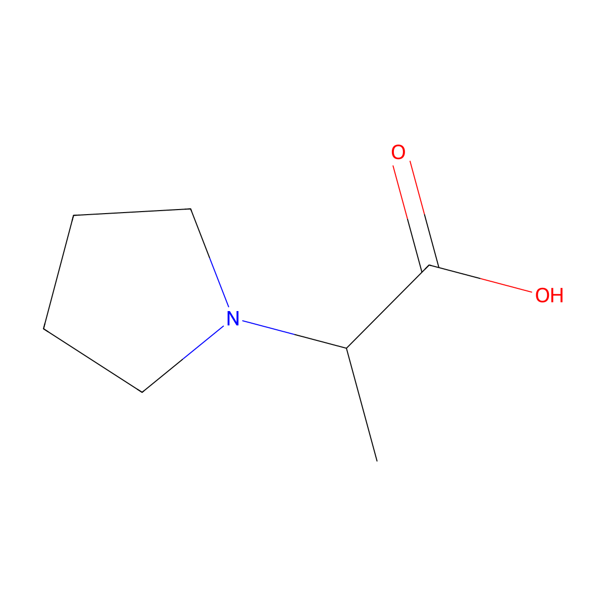 2-Pyrrolidin-1-ylpropanoic acid molecular structure, CAS 123912-78-7