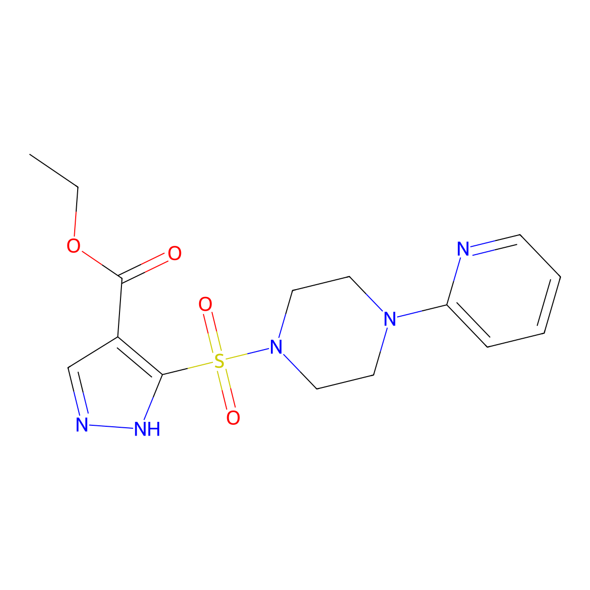 Ethyl 5-{[4-(pyridin-2-YL)piperazin-1-YL]sulfonyl}-1H-pyrazole-4-carboxylate molecular structure, CAS 1239128-10-9