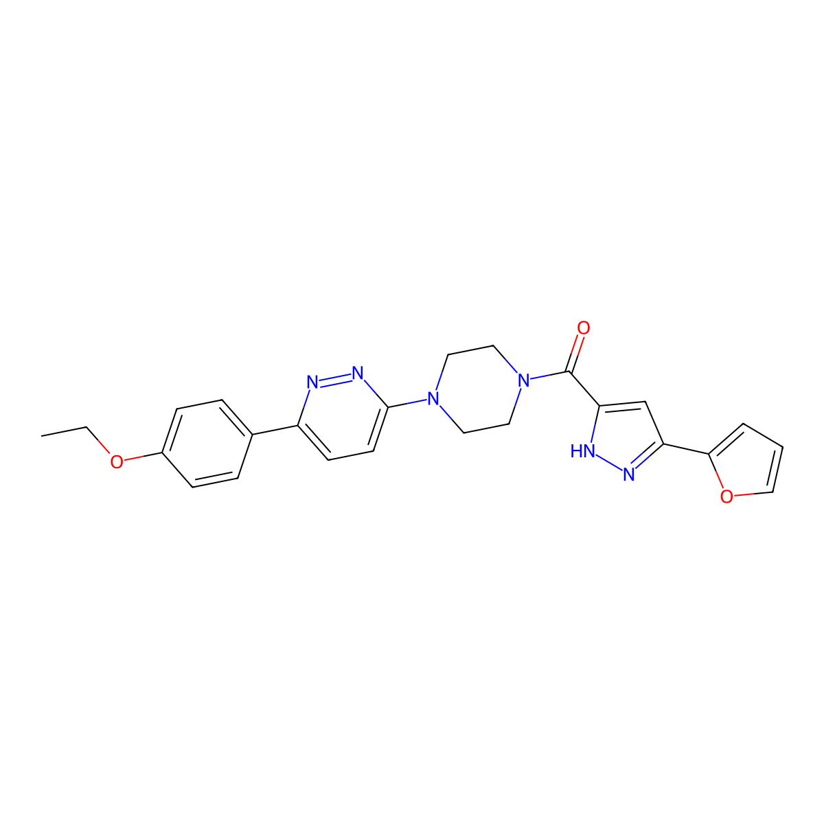 (4-(6-(4-ethoxyphenyl)pyridazin-3-yl)piperazin-1-yl)(3-(furan-2-yl)-1H-pyrazol-5-yl)methanone molecular structure, CAS 1239130-76-7