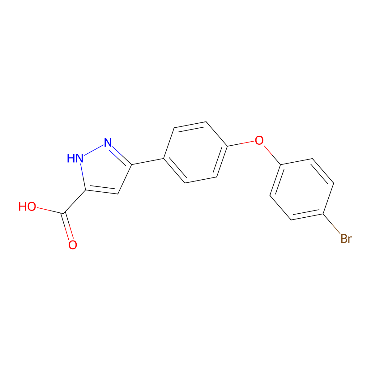 3-(4-(4-Bromophenoxy)phenyl)-1H-pyrazole-5-carboxylic acid molecular structure, CAS 1239156-36-5