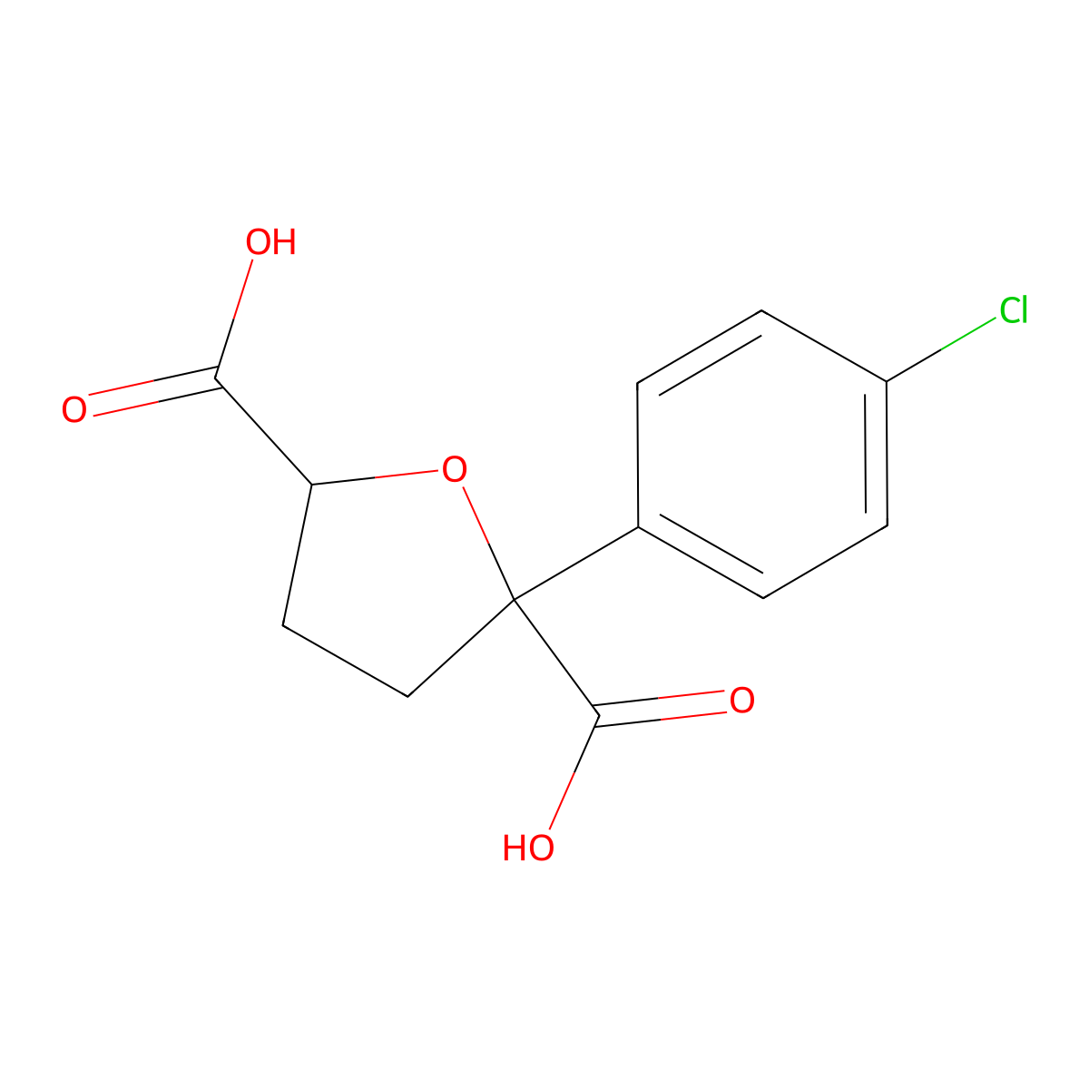 cis-2-(4-Chlorophenyl)tetrahydrofuran-2,5-dicarboxylic acid molecular structure, CAS 123916-09-6