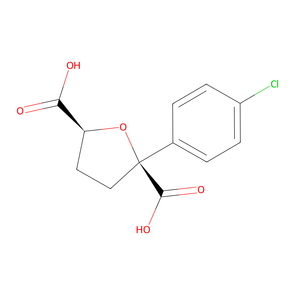 cis-2-(4-Chlorophenyl)tetrahydrofuran-2,5-dicarboxylic acid molecular structure, CAS 123916-09-6