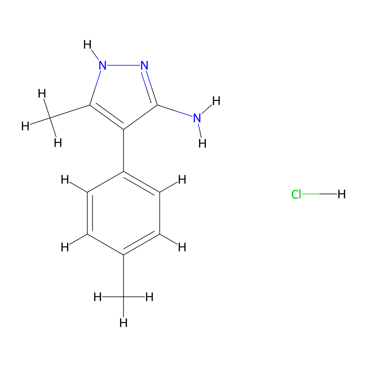 3-methyl-4-(4-methylphenyl)-1H-pyrazol-5-amine hydrochloride molecular structure, CAS 1239160-81-6