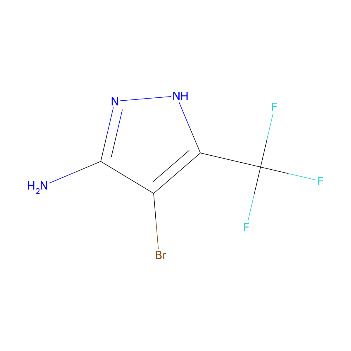 4-bromo-5-(trifluoromethyl)-1H-pyrazol-3-amine molecular structure, CAS 1239163-70-2
