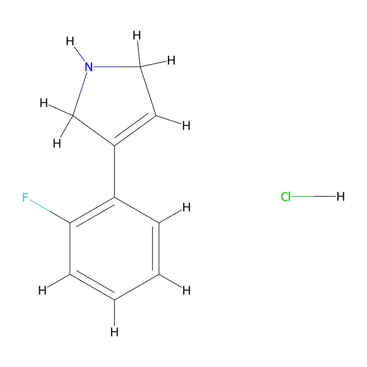 3-(2-fluorophenyl)-2,5-dihydro-1H-pyrrole hydrochloride molecular structure, CAS 1239205-13-0