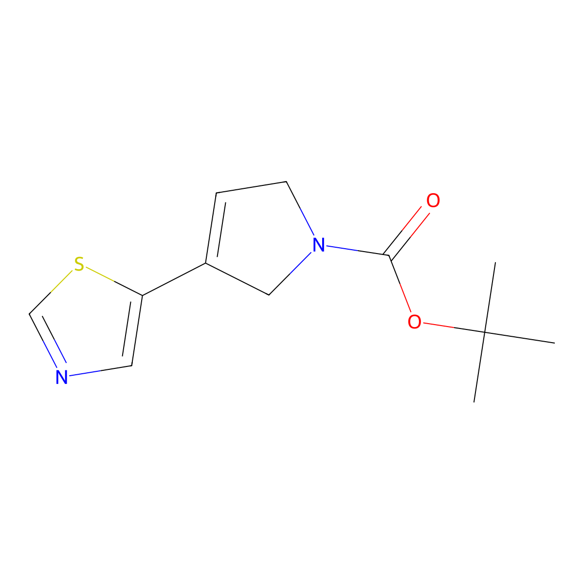 Tert-butyl 3-(1,3-thiazol-5-yl)-2,5-dihydropyrrole-1-carboxylate molecular structure, CAS 1239205-17-4