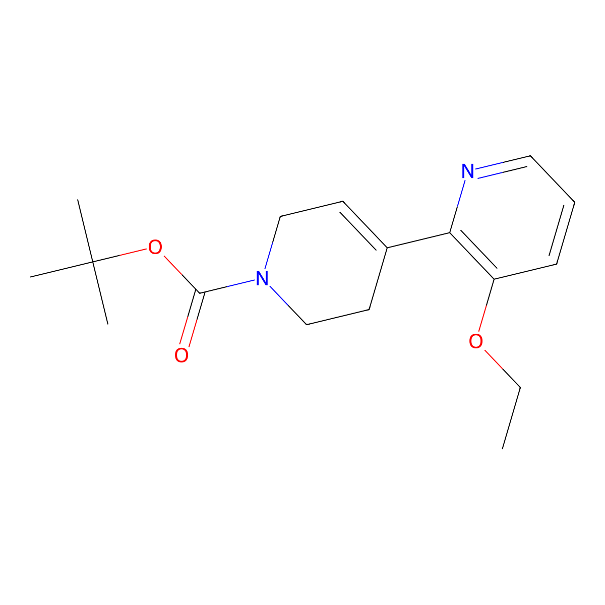 tert-butyl 4-(3-ethoxy-2-pyridinyl)-3,6-dihydro-2H-pyridine-1-carboxylate molecular structure, CAS 1239205-24-3