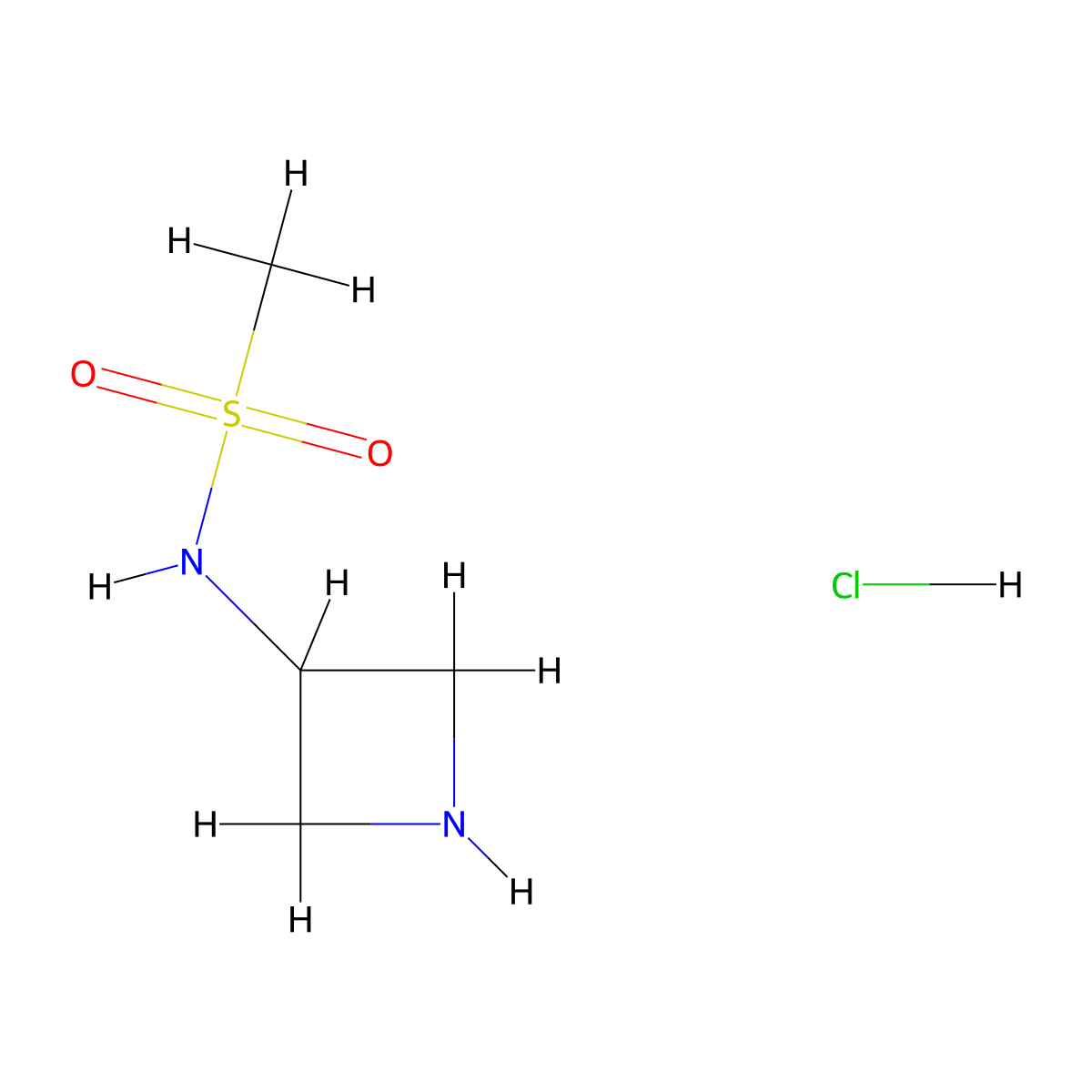 N-(azetidin-3-yl)methanesulfonamide hydrochloride molecular structure, CAS 1239205-33-4