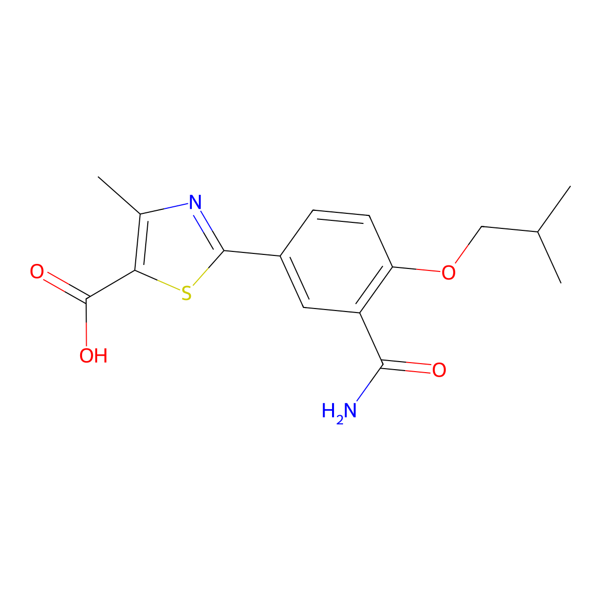 2-(3-Carbamoyl-4-isobutoxyphenyl)-4-methylthiazole-5-carboxylic acid molecular structure, CAS 1239233-86-3