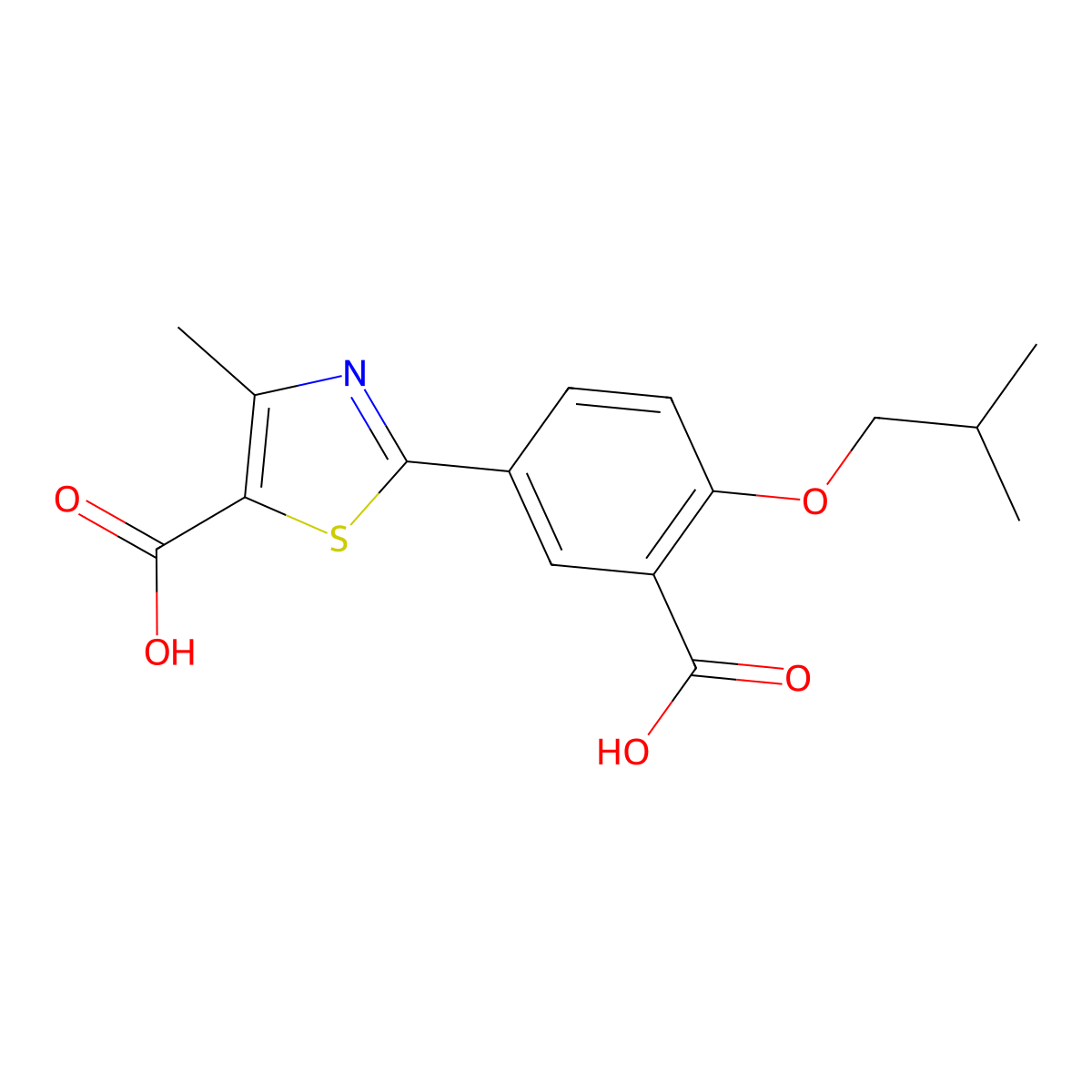 Febuxostat Acid molecular structure, CAS 1239233-87-4