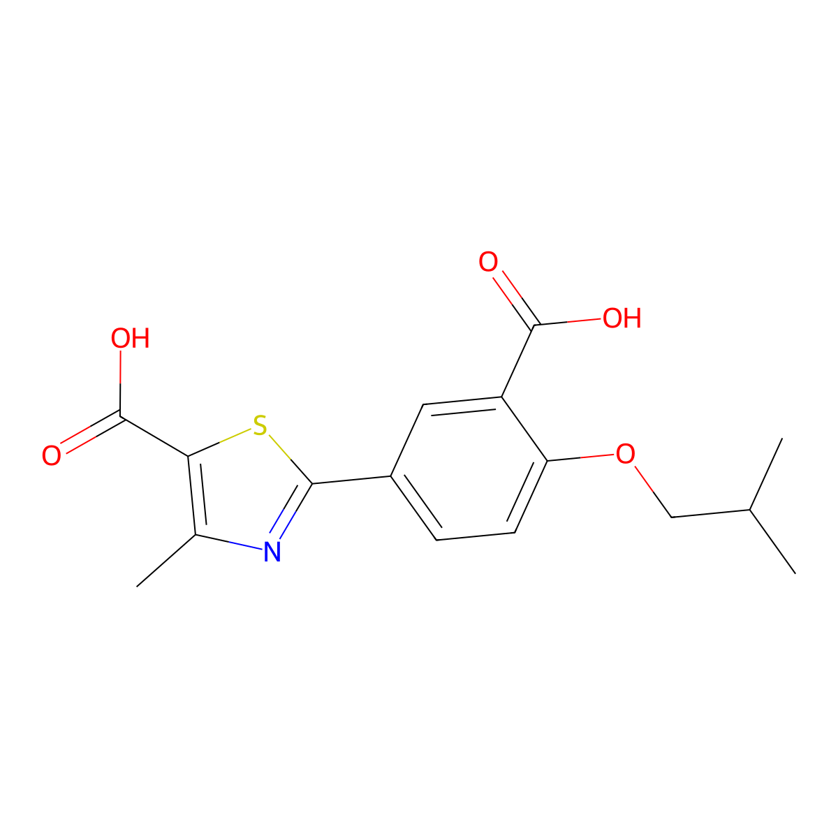 Febuxostat Acid molecular structure, CAS 1239233-87-4