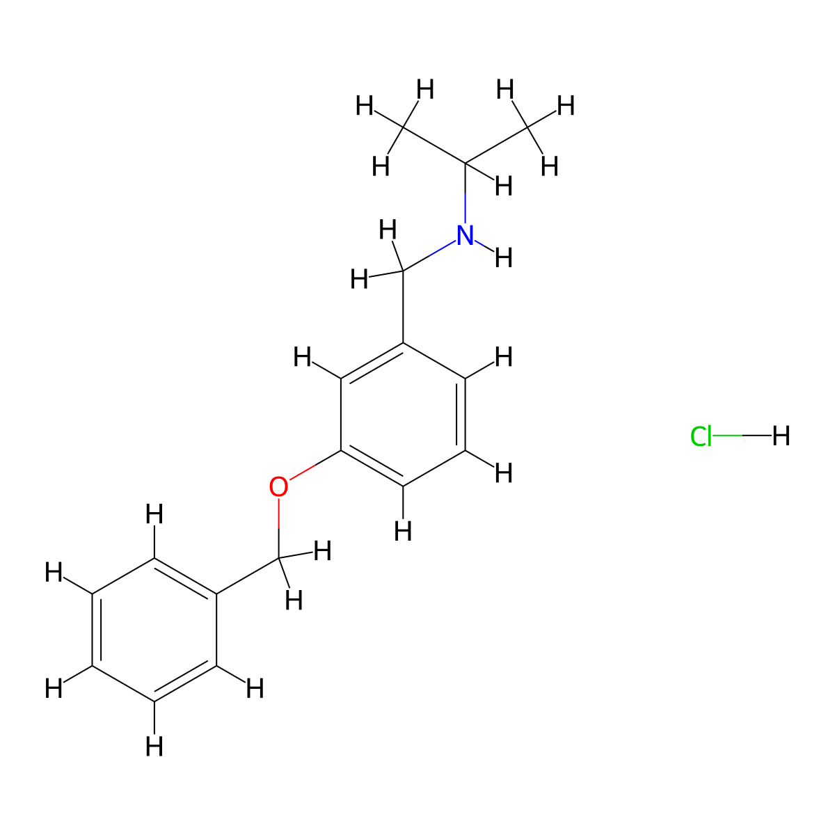 {[3-(Benzyloxy)phenyl]methyl}(propan-2-yl)amine hydrochloride molecular structure, CAS 123926-56-7