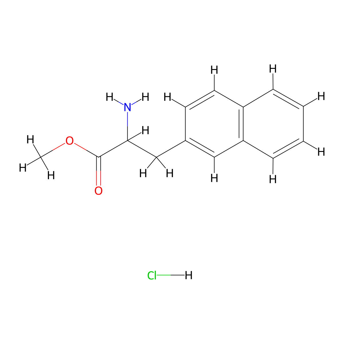 Methyl 2-amino-3-(naphthalen-2-yl)propanoate hydrochloride molecular structure, CAS 123929-73-7
