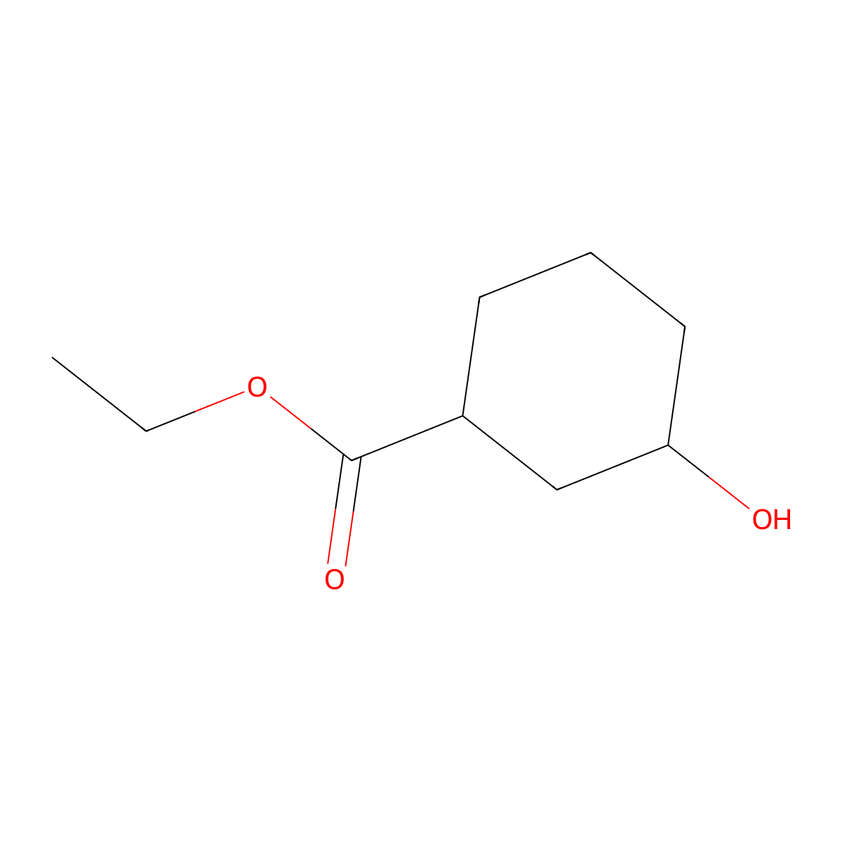 Ethyl trans-3-hydroxycyclohexanecarboxylate molecular structure, CAS 1239311-14-8