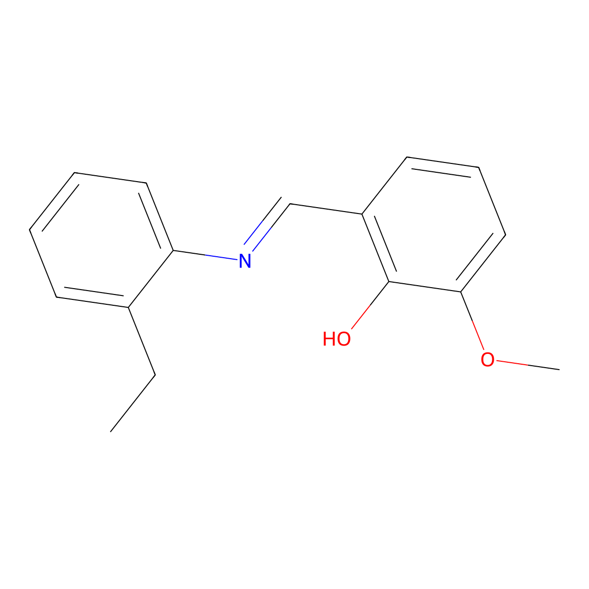 2-{(E)-[(2-ethylphenyl)imino]methyl}-6-methoxyphenol molecular structure, CAS 1239339-28-6