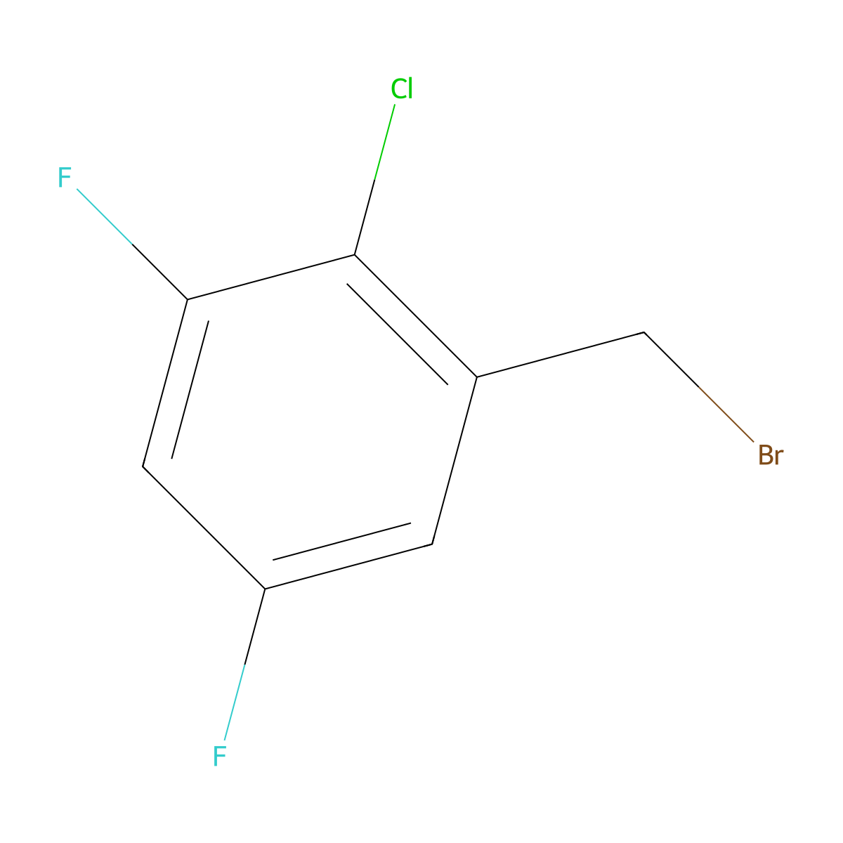 1-(Bromomethyl)-2-chloro-3,5-difluorobenzene molecular structure, CAS 1239353-49-1