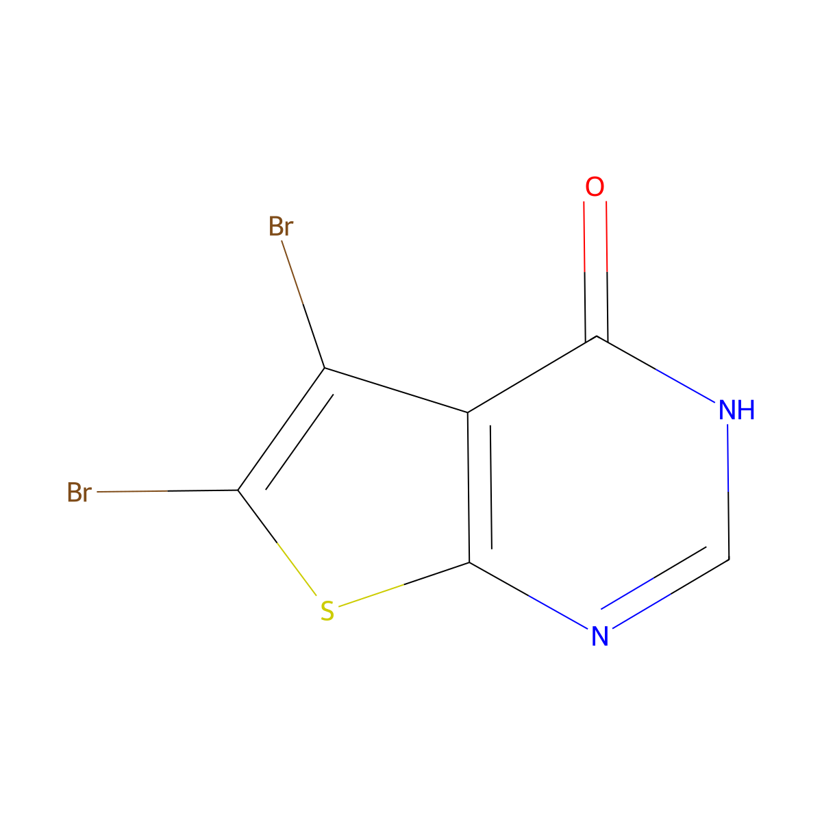 5,6-Dibromothieno[2,3-d]pyrimidin-4(3H)-one molecular structure, CAS 1239460-82-2