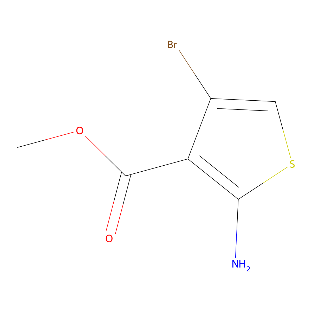 Methyl 2-amino-4-bromothiophene-3-carboxylate molecular structure, CAS 1239461-22-3