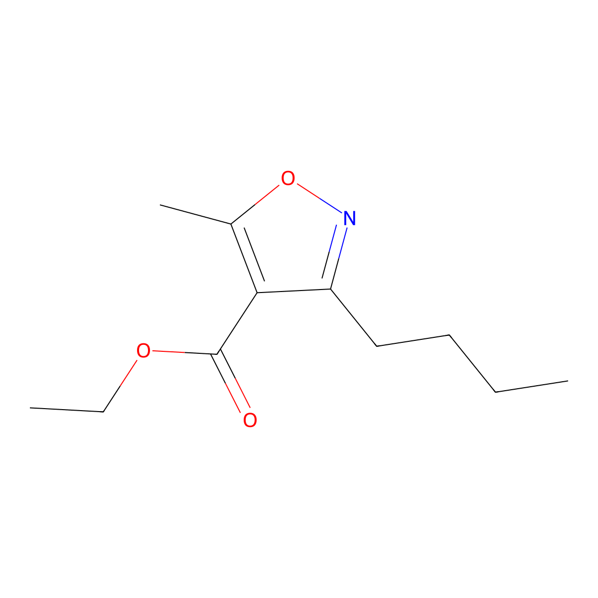 3-Butyl-5-methyl-isoxazole-4-carboxylic acid ethyl ester molecular structure, CAS 1239465-20-3