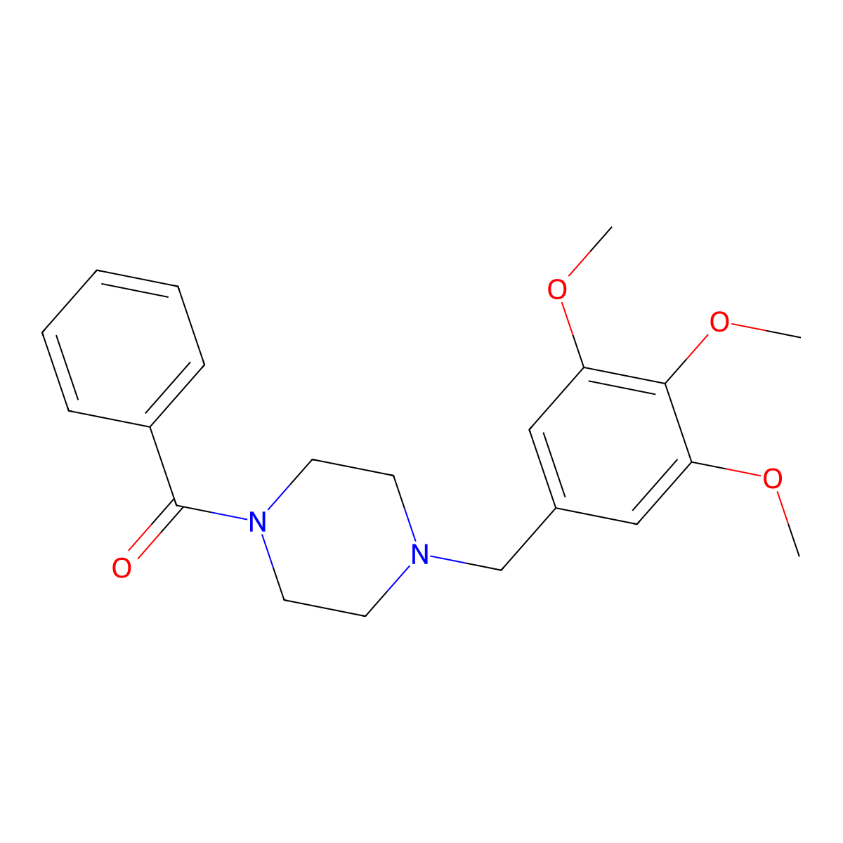 Phenyl[4-(3,4,5-trimethoxybenzyl)piperazin-1-yl]methanone molecular structure, CAS 123947-23-9