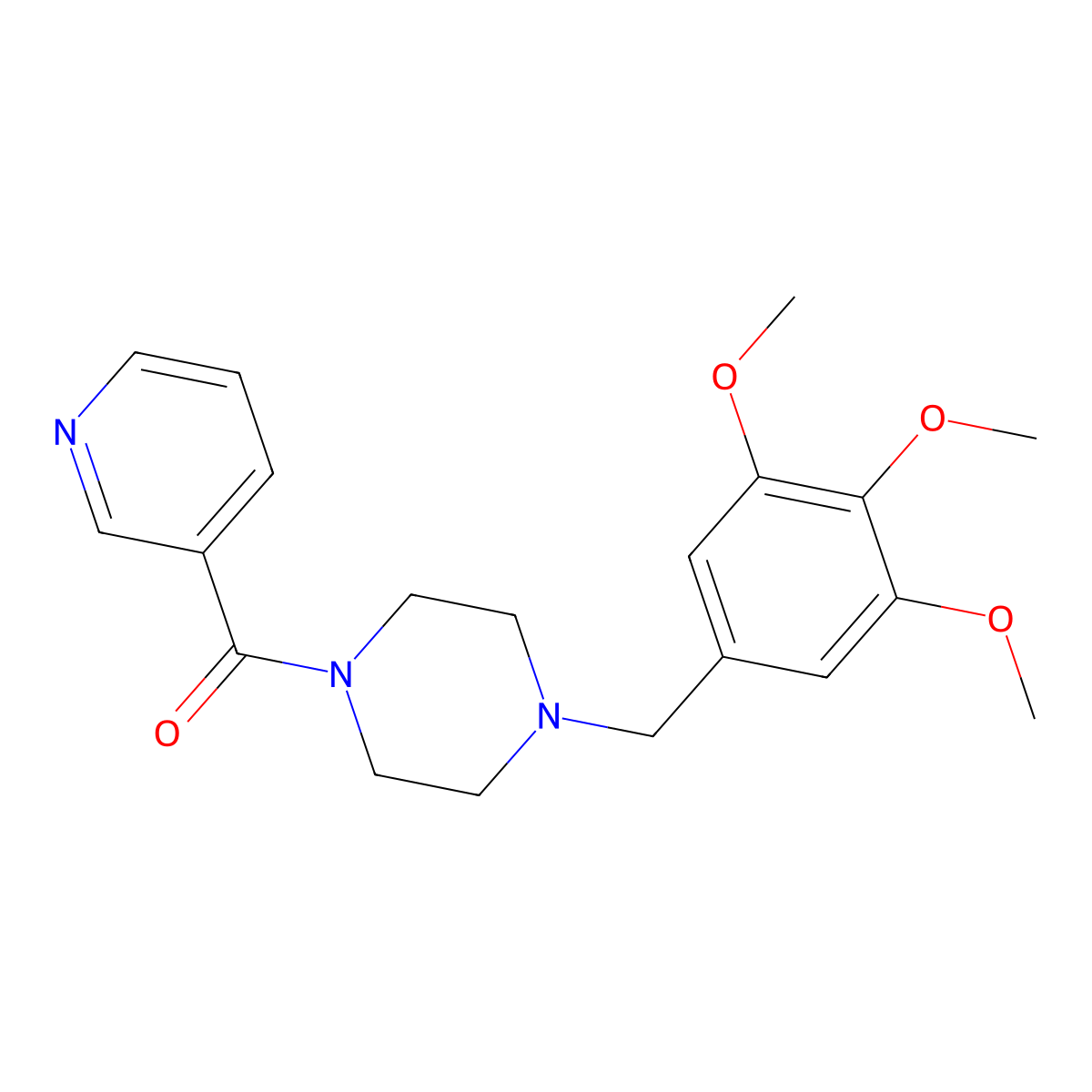 Pyridin-3-yl-[4-[(3,4,5-trimethoxyphenyl)methyl]piperazin-1-yl]methanone molecular structure, CAS 123947-33-1