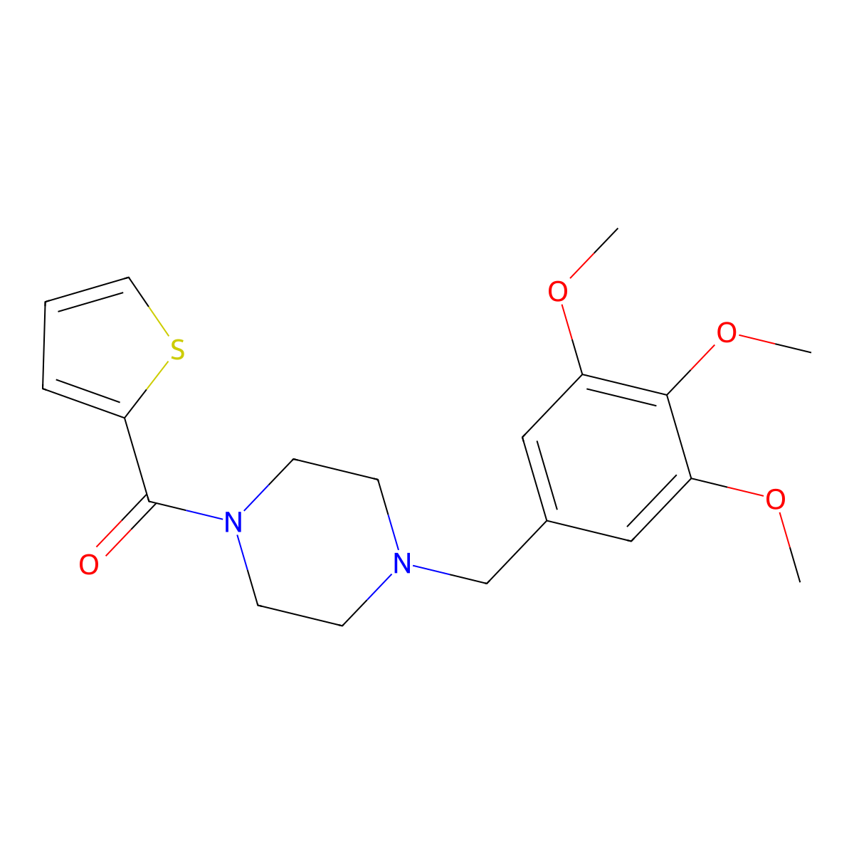 Thiophen-2-yl-[4-[(3,4,5-trimethoxyphenyl)methyl]piperazin-1-yl]methanone molecular structure, CAS 123947-35-3
