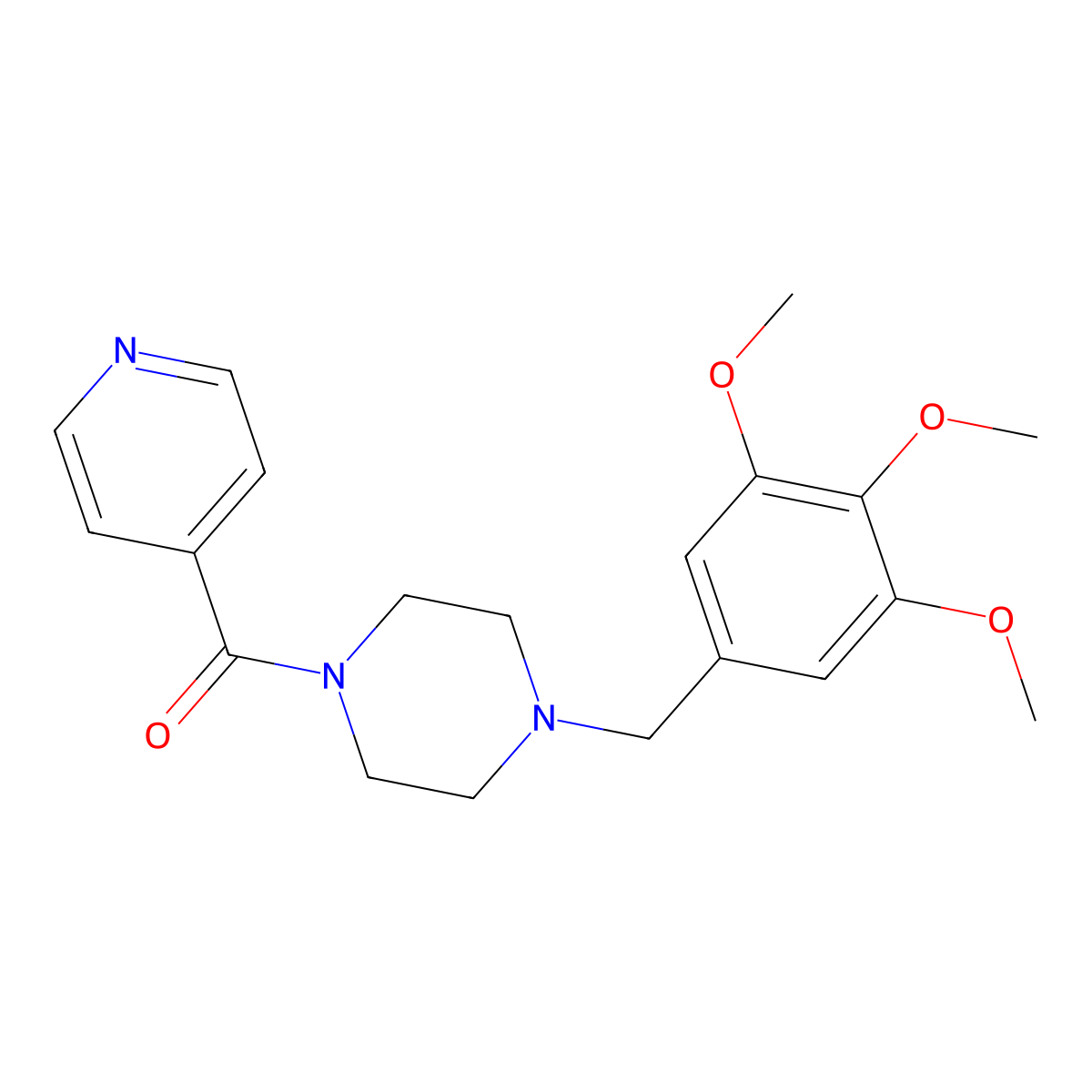 Pyridin-4-yl-[4-[(3,4,5-trimethoxyphenyl)methyl]piperazin-1-yl]methanone molecular structure, CAS 123947-44-4
