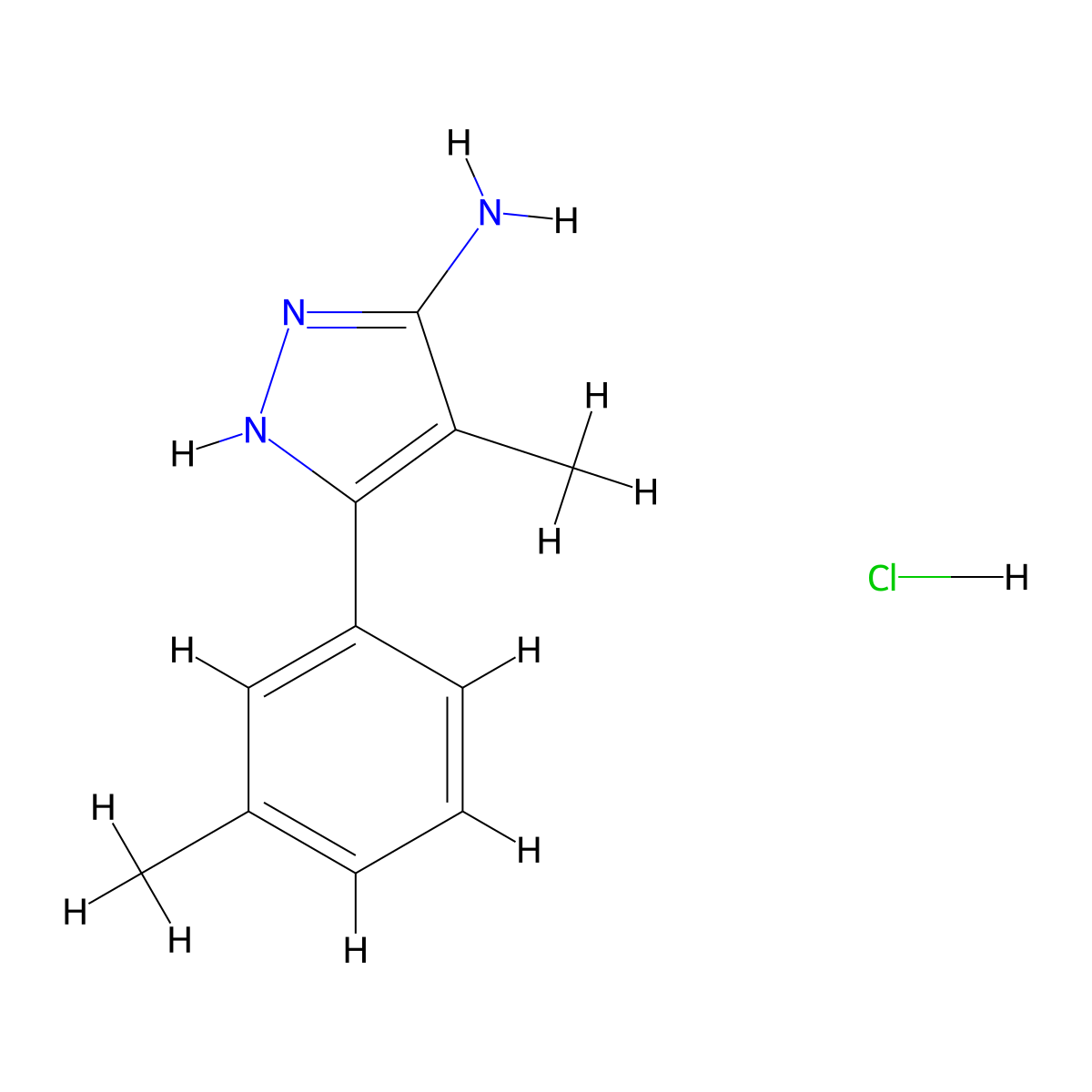4-methyl-3-(3-methylphenyl)-1H-pyrazol-5-amine hydrochloride molecular structure, CAS 1239470-36-0