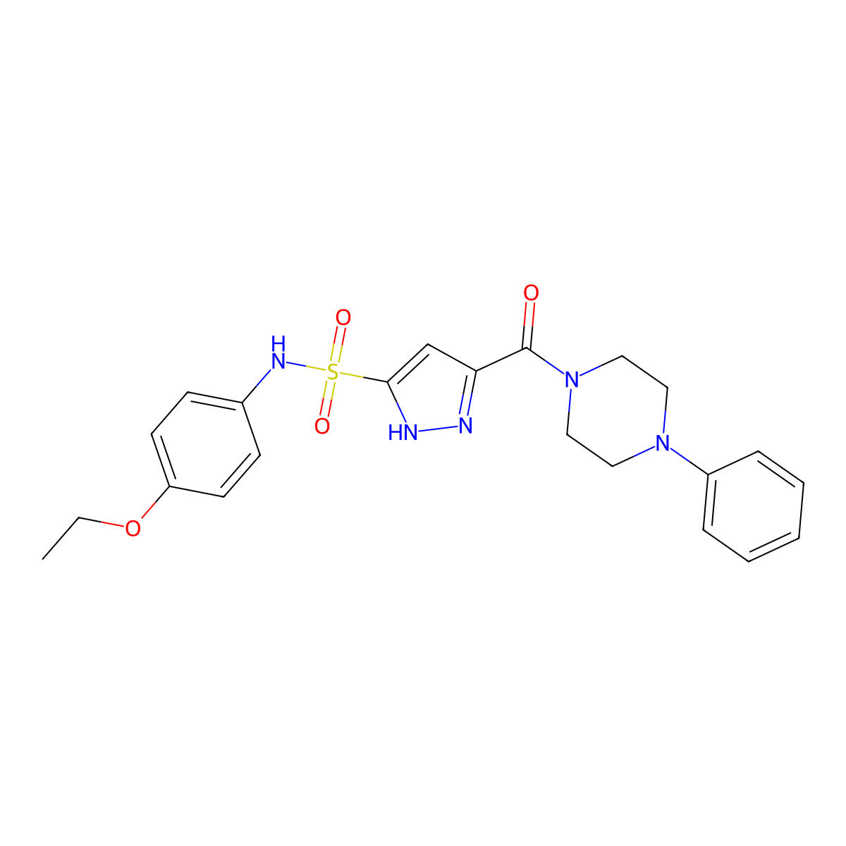 N-(4-ethoxyphenyl)-5-[(4-phenylpiperazin-1-yl)carbonyl]-1H-pyrazole-3-sulfonamide molecular structure, CAS 1239470-39-3