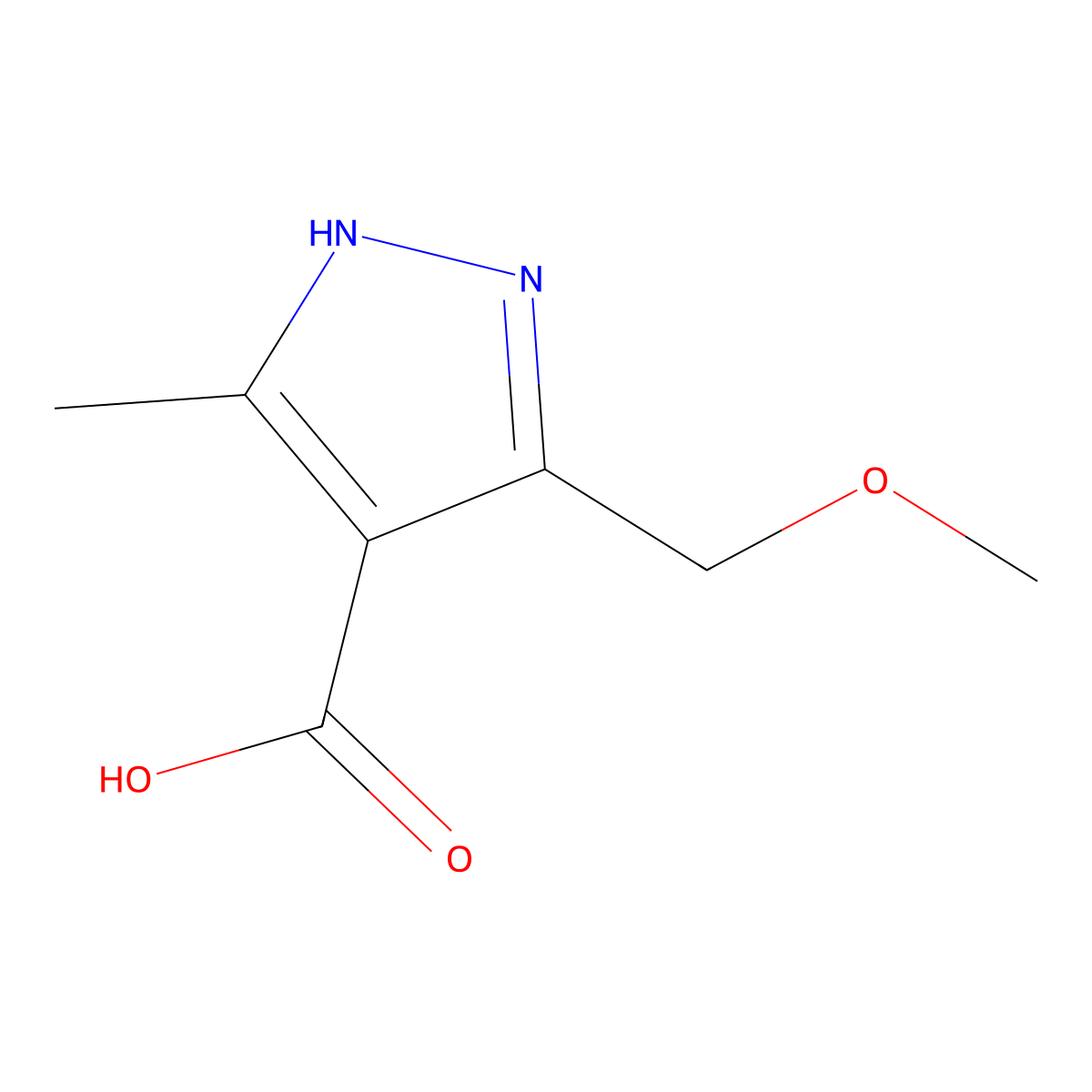 3-(Methoxymethyl)-5-methyl-1H-pyrazole-4-carboxylic acid molecular structure, CAS 1239473-55-2