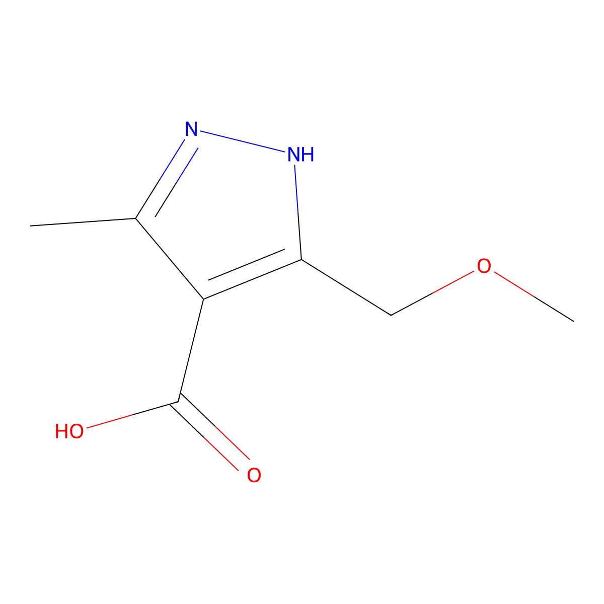 3-(Methoxymethyl)-5-methyl-1H-pyrazole-4-carboxylic acid molecular structure, CAS 1239473-55-2