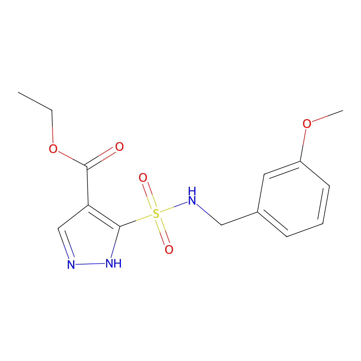 ethyl 5-{[(3-methoxyphenyl)methyl]sulfamoyl}-1H-pyrazole-4-carboxylate molecular structure, CAS 1239473-60-9