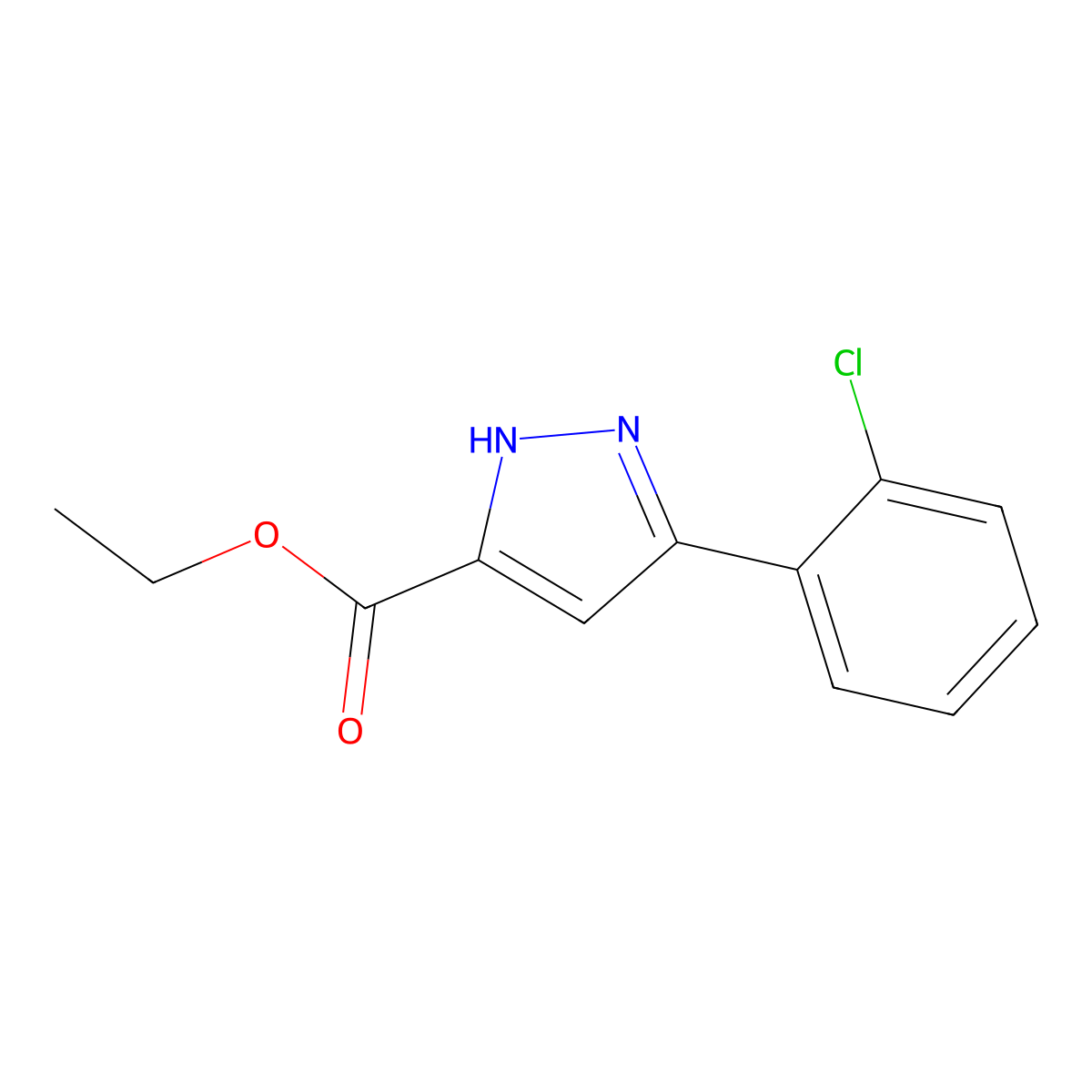 ethyl 5-(2-chlorophenyl)-1H-pyrazole-3-carboxylate molecular structure, CAS 1239478-46-6