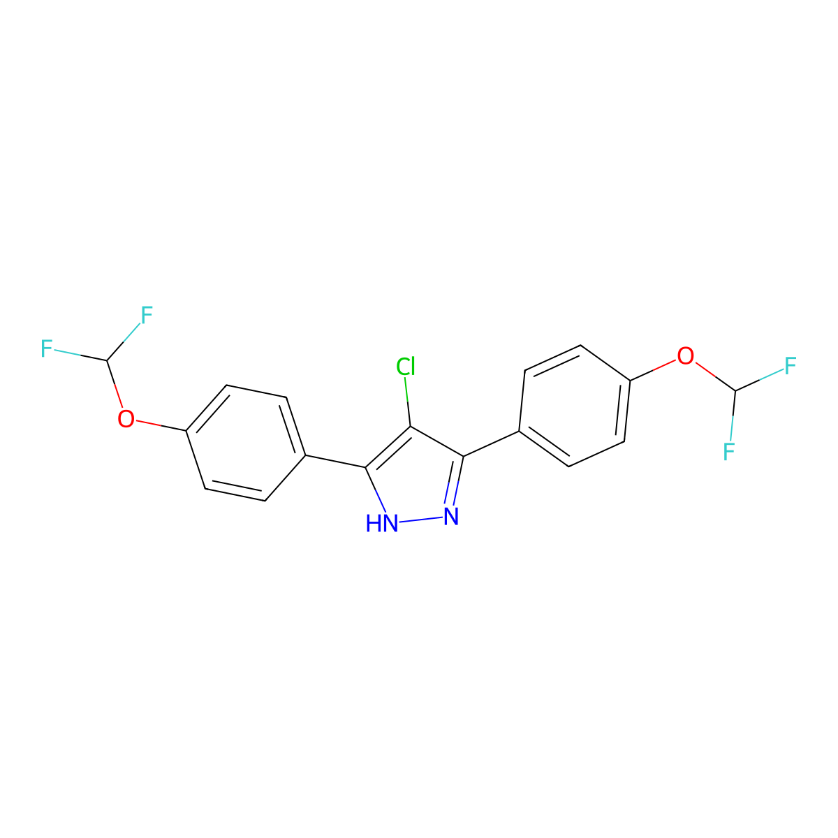 4-chloro-3,5-bis[4-(difluoromethoxy)phenyl]-1H-pyrazole molecular structure, CAS 1239479-63-0