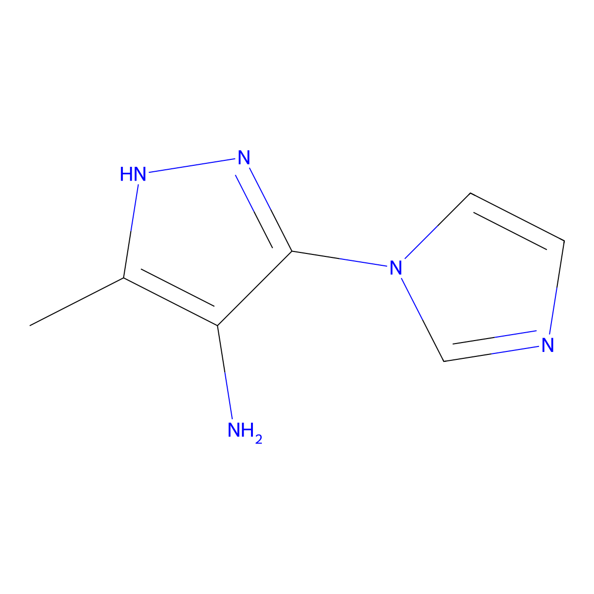 3-(1H-Imidazol-1-YL)-5-methyl-1H-pyrazol-4-amine molecular structure, CAS 1239479-70-9