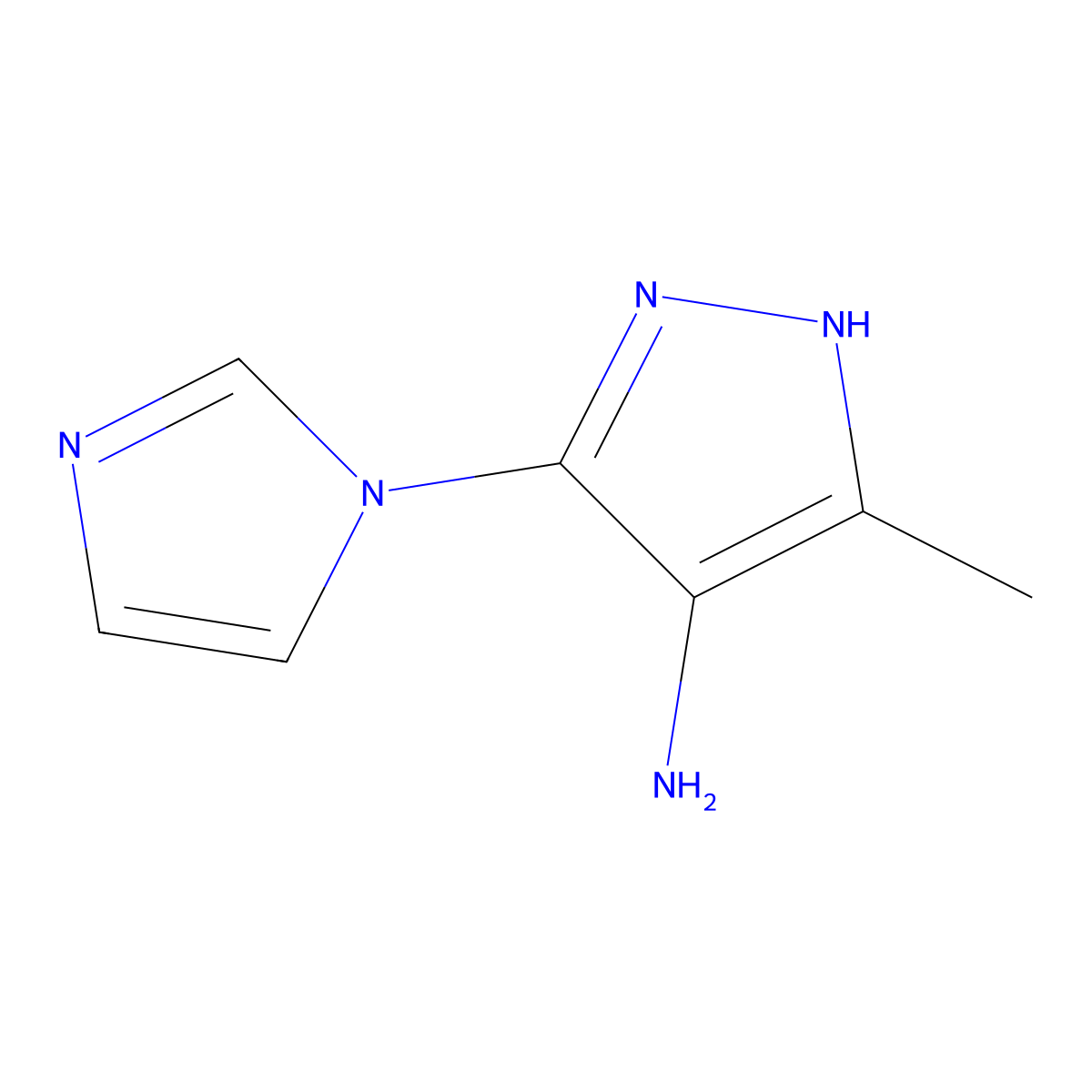 3-(1H-Imidazol-1-YL)-5-methyl-1H-pyrazol-4-amine molecular structure, CAS 1239479-70-9