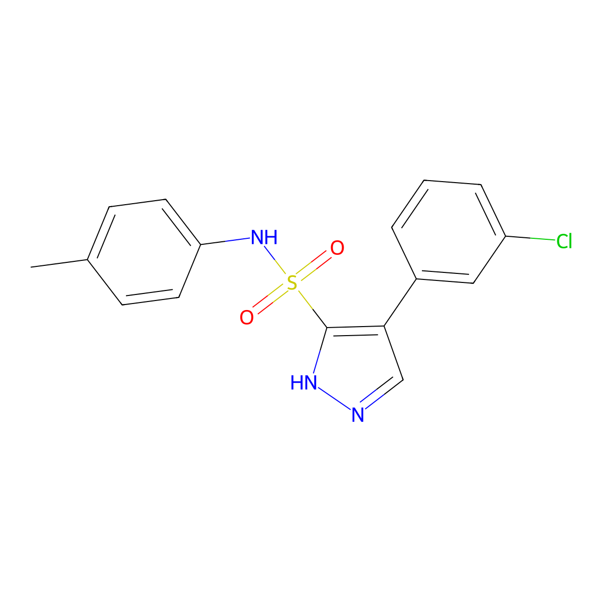 4-(3-chlorophenyl)-N-(4-methylphenyl)-1H-pyrazole-5-sulfonamide molecular structure, CAS 1239479-86-7