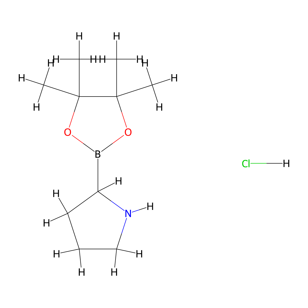 2-(4,4,5,5-Tetramethyl-1,3,2-dioxaborolan-2-yl)pyrrolidine Hydrochloride molecular structure, CAS 123948-28-7