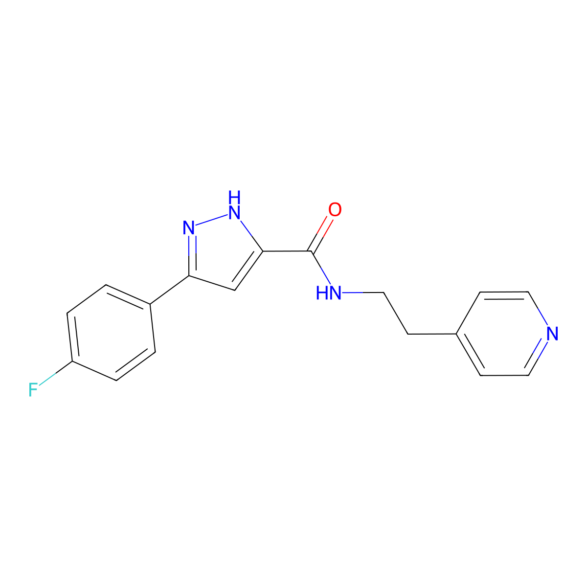 5-(4-fluorophenyl)-N-[2-(pyridin-4-yl)ethyl]-1H-pyrazole-3-carboxamide molecular structure, CAS 1239483-85-2