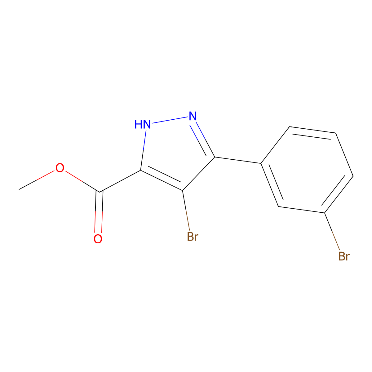 methyl 4-bromo-3-(3-bromophenyl)-1H-pyrazole-5-carboxylate molecular structure, CAS 1239484-03-7
