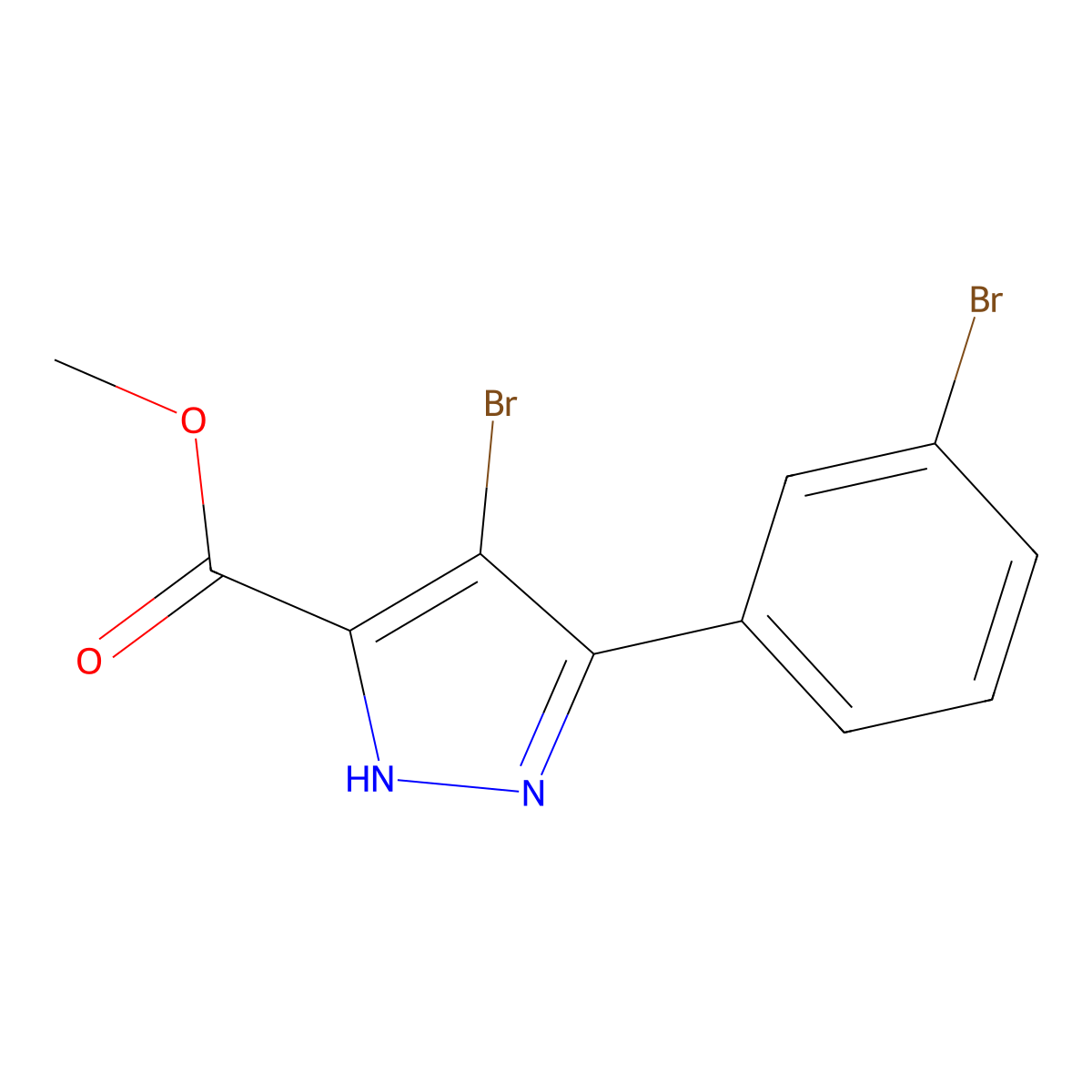 methyl 4-bromo-3-(3-bromophenyl)-1H-pyrazole-5-carboxylate molecular structure, CAS 1239484-03-7