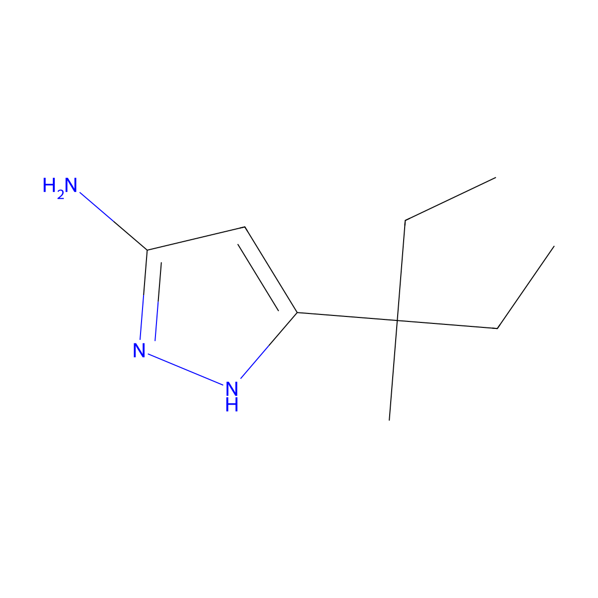 5-(3-methylpentan-3-yl)-1H-pyrazol-3-amine molecular structure, CAS 1239484-48-0